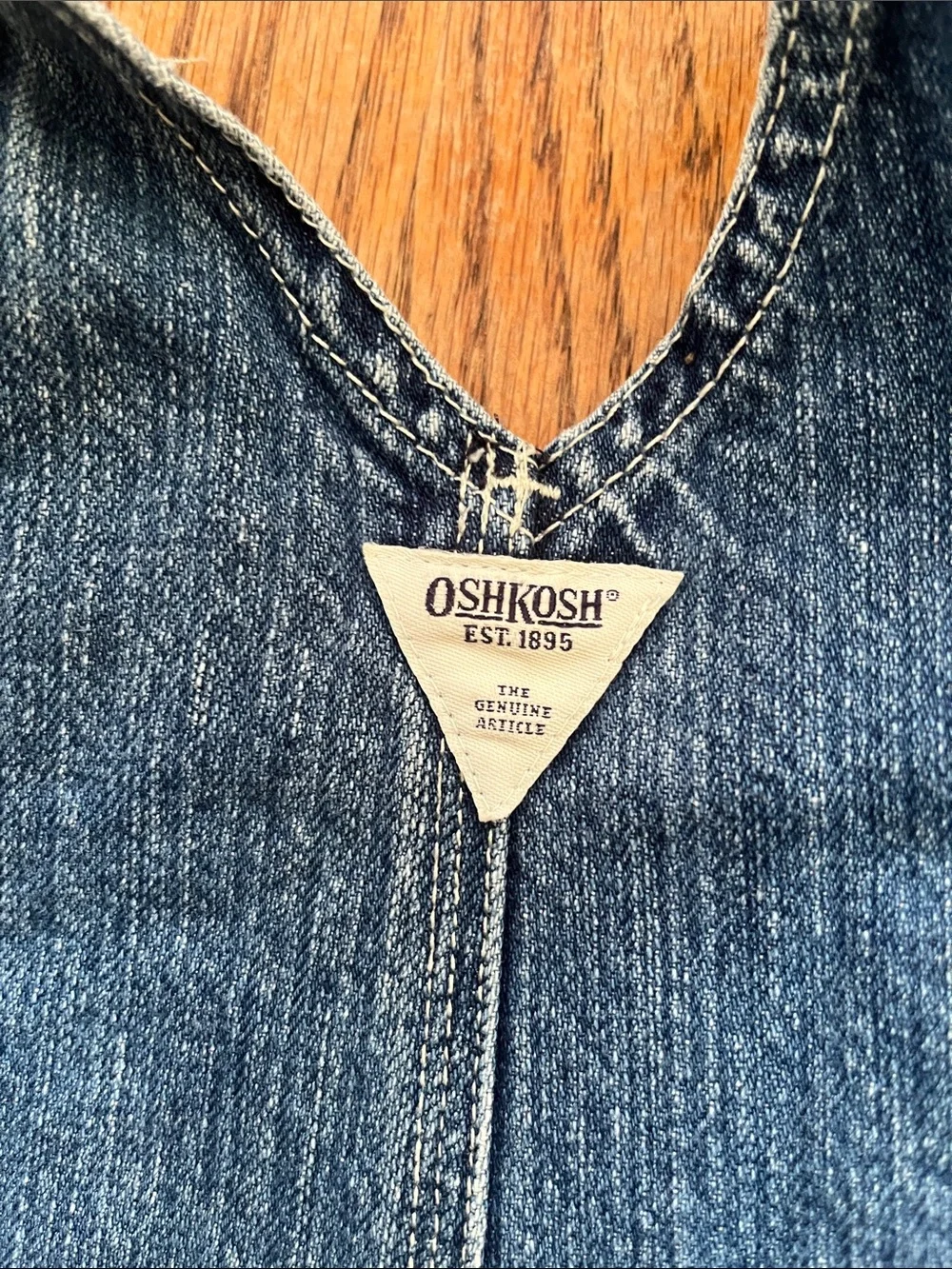 OshKosh B'gosh Denim Overalls with Yellow Tractor Patch